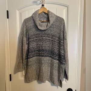 J. Jill grey/gray cowl turtleneck tunic length sweater, XL